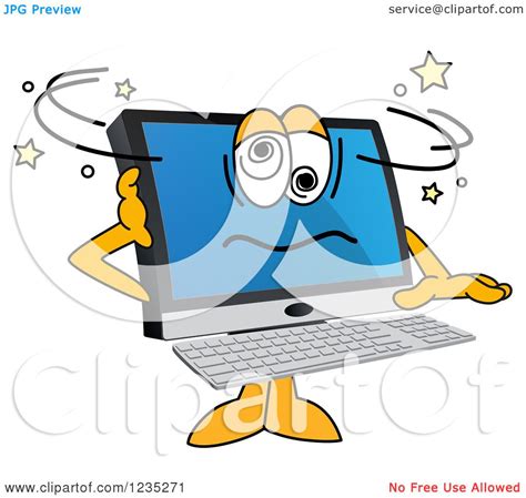 Clipart Of A Confused Pc Computer Mascot Royalty Free Vector