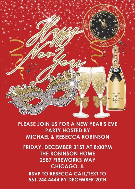 red new years eve party invitations new years eve party eve parties birthday party stickers