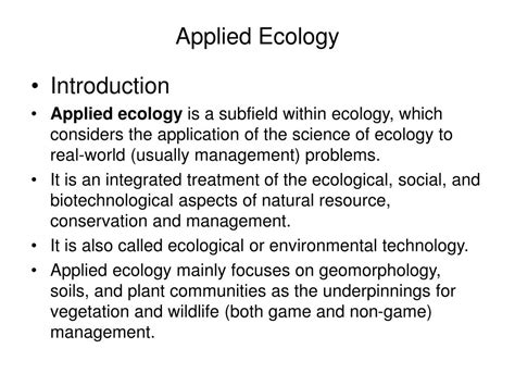 Ppt Applied Ecology Powerpoint Presentation Free Download Id2897400