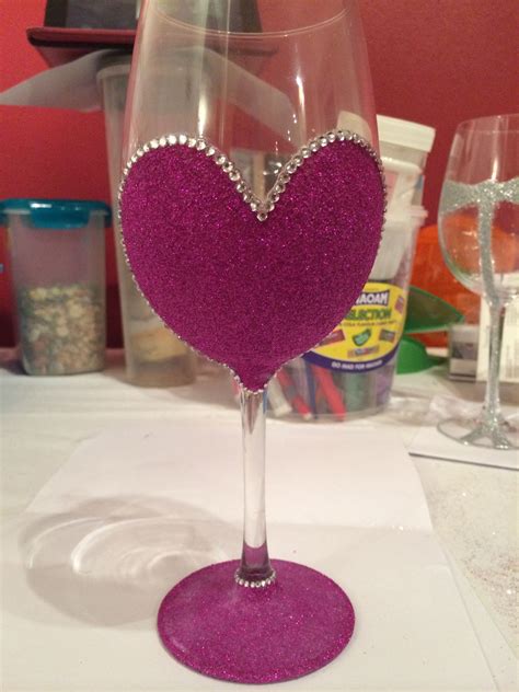 Pink Heart Glitter Glass Bedazzled Liquor Bottles Decorated Liquor