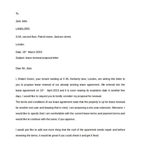 lease renewal letter templates  word sample