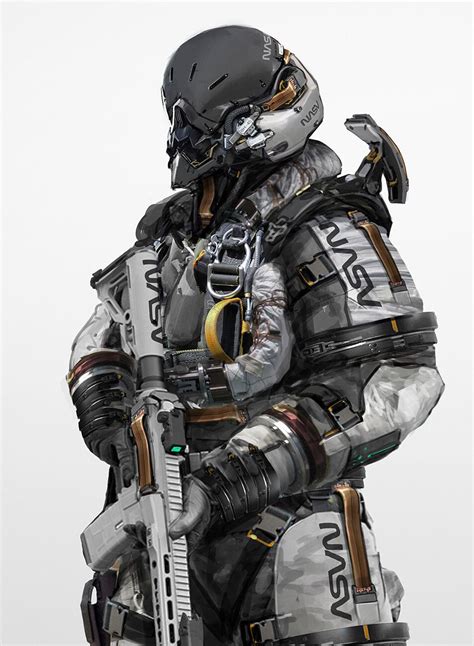 Artstation Combat Astronaut Johnson Ting Sci Fi Armor Concept