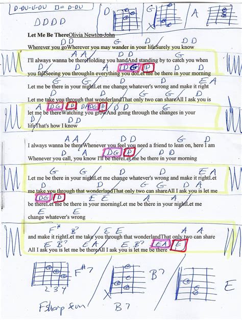 Let Me Be There Olivia Newton John Guitar Chord Chart Guitar Chord Chart Guitar Chords