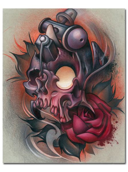 Skull Machine Print By Timmy B For Steadfast Brand Tattoo Machine