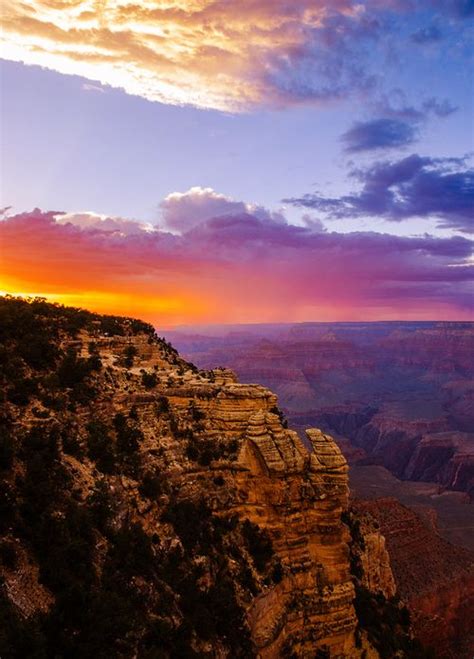 Sunset Over The Grand Canyon Grand Canyon National Park Arizona