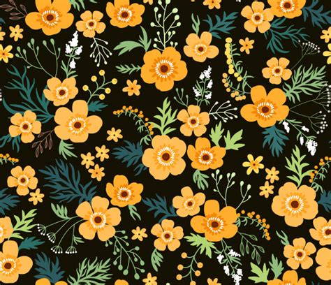 Maybe you would like to learn more about one of these? Floral pattern. buttercups yellow flowers on black ...