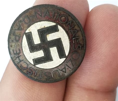 Ww2 German Nazi Relic Found Nsdap Membership Pin Badge Red Emanel Adolf