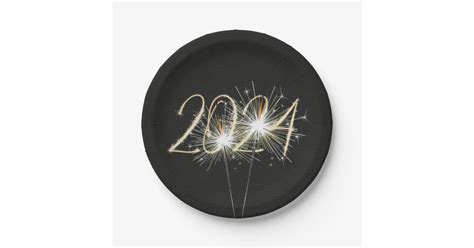 New Years 2024 Party Sparklers Paper Plate Zazzle