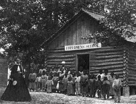 Freedmen School C1867 Na Teacher And Her Pupils In Front Of A