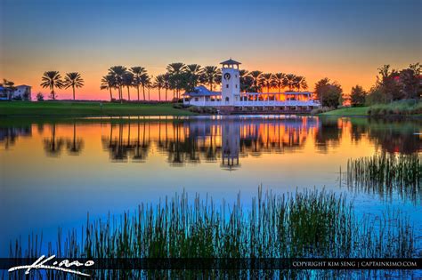 Tradition Tower At Lake During Sunset Port St Lucie Florida Hdr