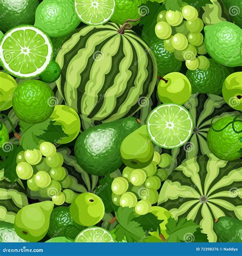 Seamless Background With Green Fruits Vector Illustration Stock