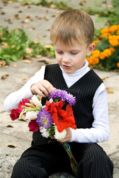 The Boy With Flowers Stock Image Image Of Color Green 10848107
