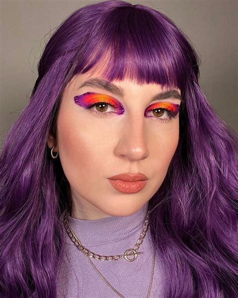 Purple Sunset Makeup With Gemstones 💜🧡💛 In 2022 Sunset Makeup Purple