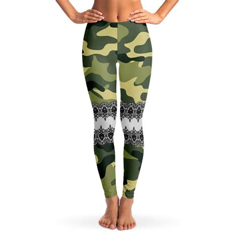 Green Camouflage Lace Leggings For Women Army Camo Casual Etsy