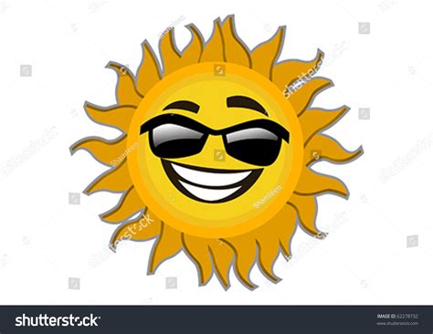 Smiling Sunglass Sun Cartoon Character Illustration Stock Vector
