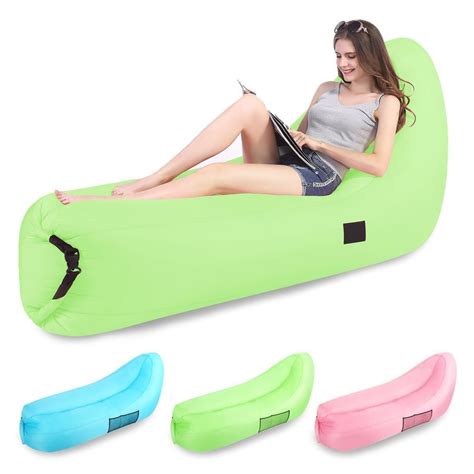Inflatable Lounger Portable Air Sofa 2 Pockets Easy Inflating