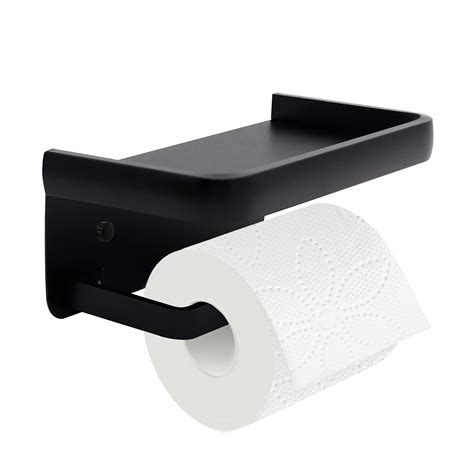 Jnnicoog Toilet Paper Holder With Shelf Matte Black Toilet Paper