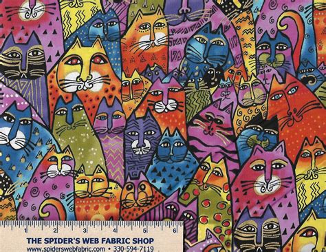 Feline Frolic Packed Cats Fabric Laurel Burch For Clothworks Y2798