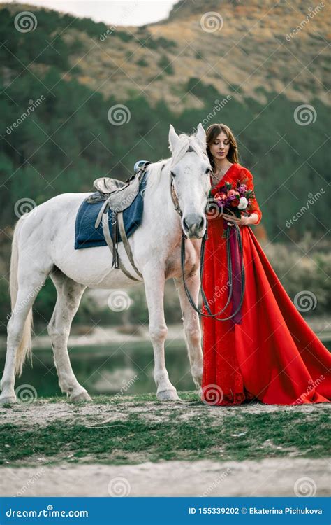Princess In A Red Dress From A Fairy Tale Stock Photo Image Of