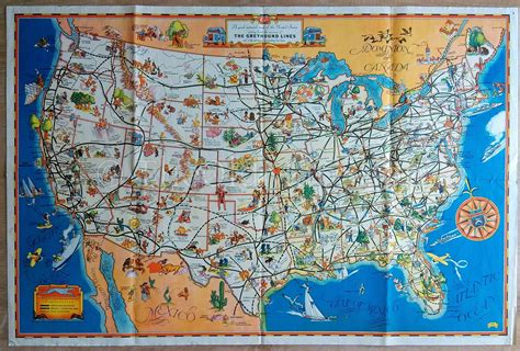 1934 A Good Natured Map Of The United States Setting Forth The Etsy