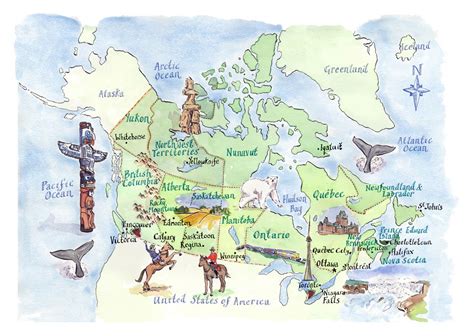 Detailed Tourist Illustrated Map Of Canada Maps Of All