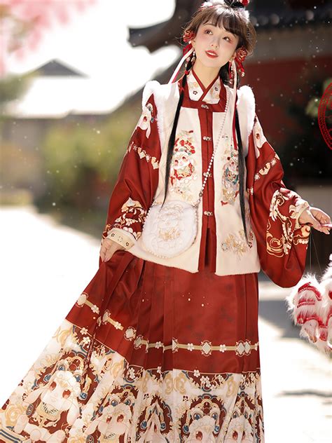 Embroidery Christmas Hanfu Womens New Year Dress Winter Fashion Hanfu