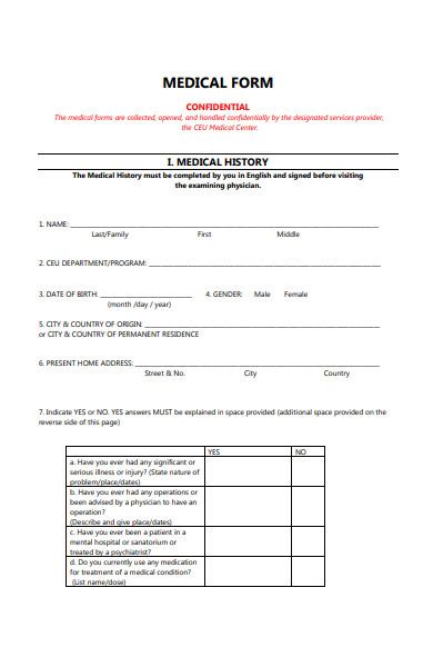 Free 50 Medical Forms In Pdf Xls