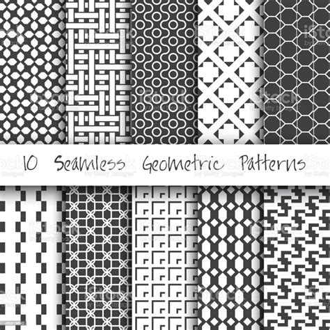 Grunge Seamless Geometric Patterns Set Stock Illustration Download