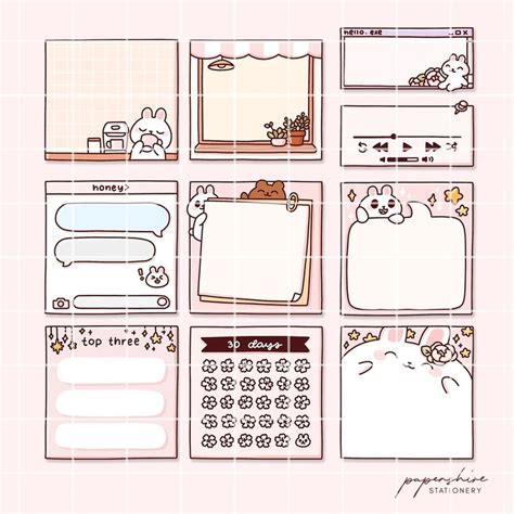 A Bunch Of Cute Stickers On A Pink Background With Some Writing And Pictures Attached To Them