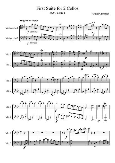 First Suite For 2 Cellos Sheet Music For Cello String Duet