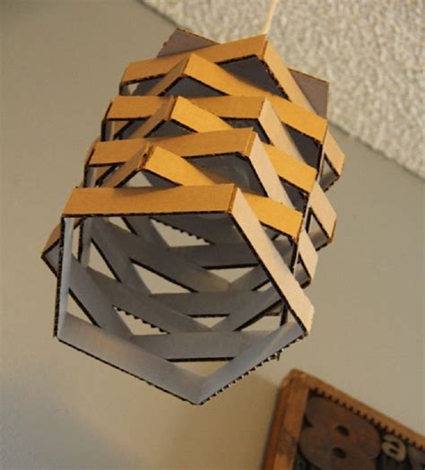 Diy Cardboard Pendant Light Maybe Use Strips Of Wood Intead Diyed