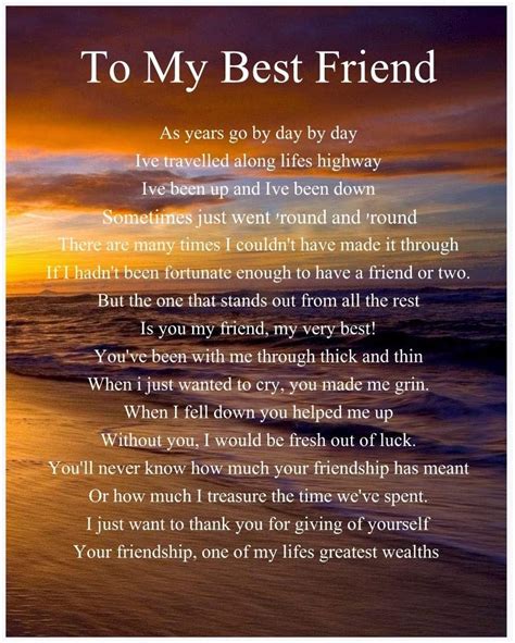 Personalised To My Best Friend Poem Mothers Day Birthday Christmas