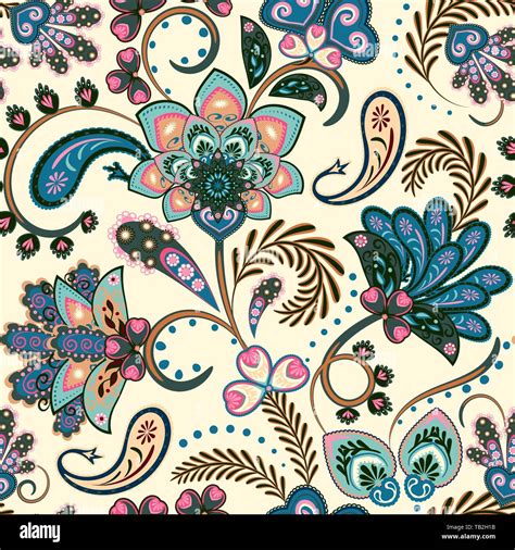 Floral Pattern Paisley Vintage Floral Paisley Pattern Seamless Blue
