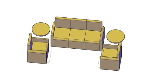 Sofa Autocad Block Furniture 3d Model Drawing Cadbull