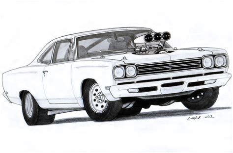 1969 Plymouth Roadrunner Drawing By Vertualissimo On Deviantart
