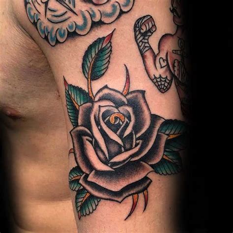 Black and white rose tattoo. 80 Black Rose Tattoo Designs For Men - Dark Ink Ideas