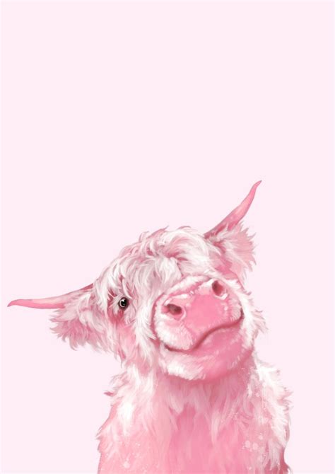 Highland Cow Pink Throw Pillow By Big Nose Work Cow Print Wallpaper