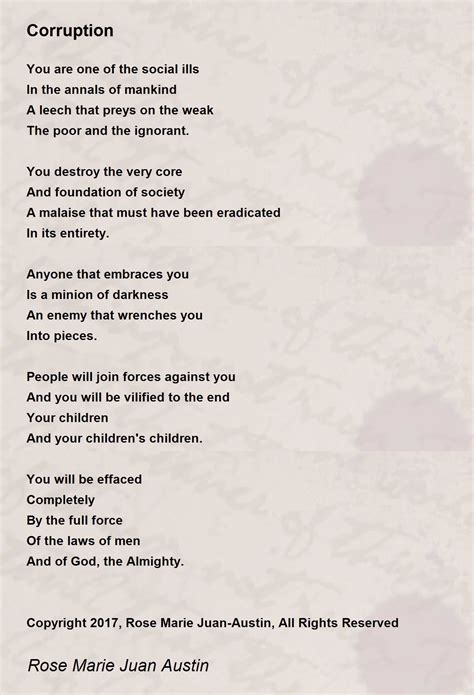 Corruption Corruption Poem By Rose Marie Juan Austin