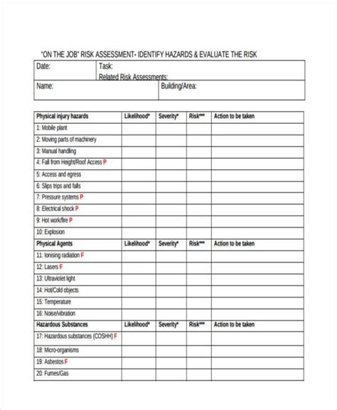 Free 8 Job Assessment Form Samples In Pdf Ms Word