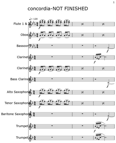 Concordia Not Finished Sheet Music For Flute Oboe Bassoon Clarinet Bass Clarinet Alto