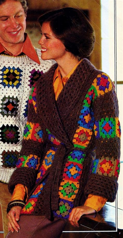 Crocheted Granny Squares Cardigan Wrap Sweater Pattern Digital Etsy