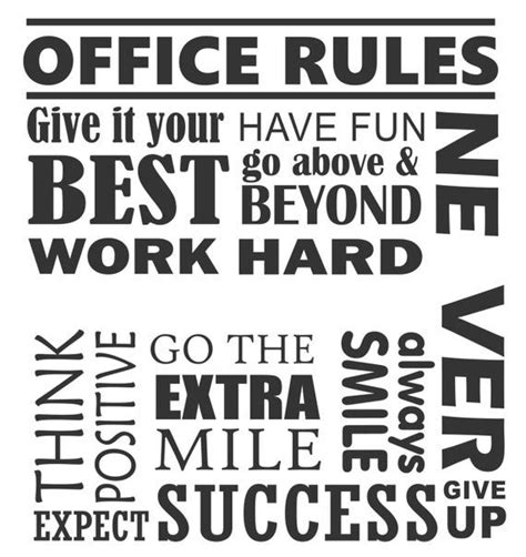 The tone should be serious and this is typically how a warning letter looks like. Office Rules Decal, Office Wall Quote, Break Room Decor, Teamwork Decal, Employee Motivation ...