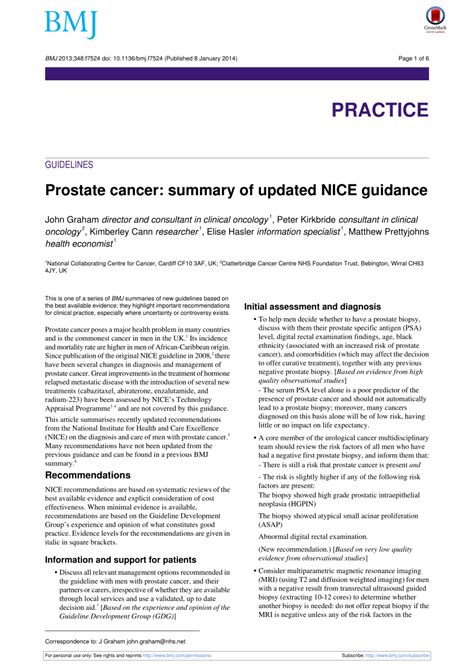 Pdf Prostate Cancer Summary Of Updated Nice Guidance