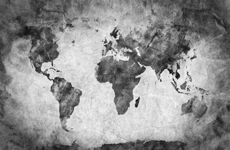 Ancient Old World Map Pencil Sketch Vintage Background Stock