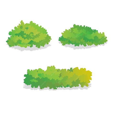 Premium Vector Set Of Isolated Green Bushes