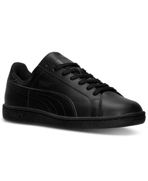 Puma Mens Smash Leather Casual Sneakers From Finish Line In Black For