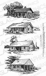 Cabin Clipart Printable Vector Illustrations Drawings Copyright Log Wood Woods Pyrography Patterns Burning Clip Coloring Farm Cabins Drawing Digital Carving sketch template