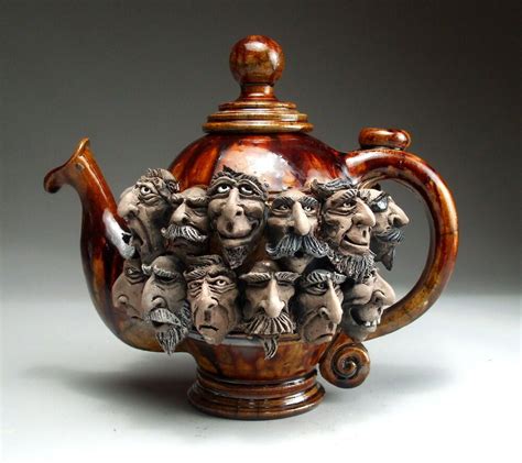 Biker Gang Teapot Folk Art Sculpture Pottery Face Jug By Mitchell Grafton