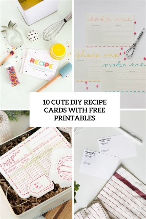 10 Cute Diy Recipe Cards With Free Printables Shelterness