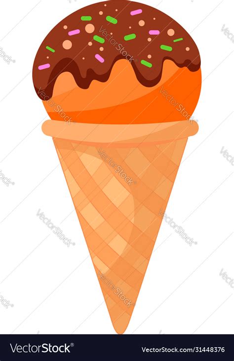 Ice Cream Orange Food Isolated On White Cartoon Vector Image
